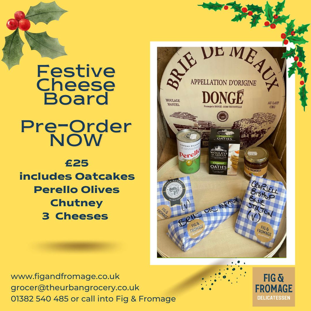 Christmas Pre Order Cheese Board £25 - 3 Cheeses, Olives, Oatcakes & Chutney