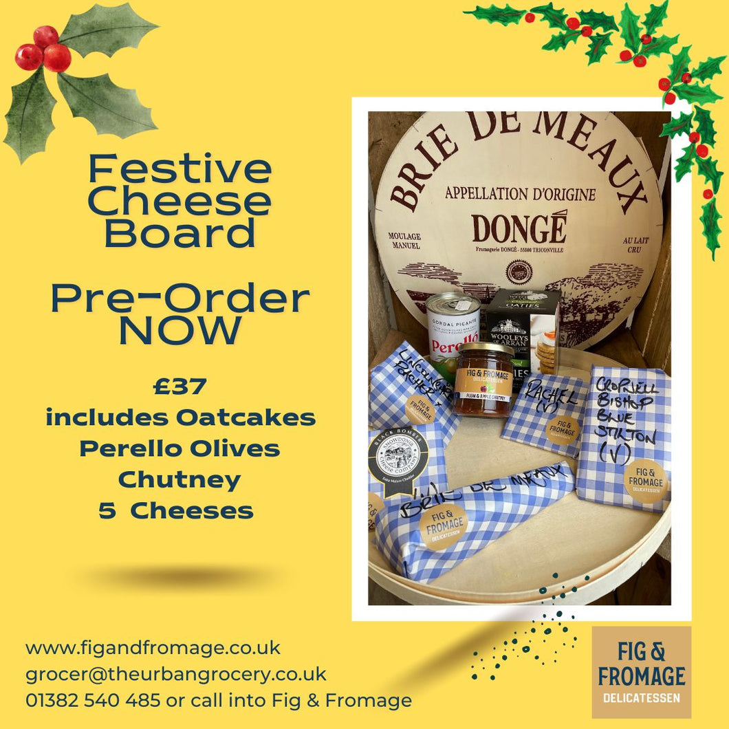 Christmas Pre Order Cheese Board £37, 5 Cheeses, Olives, Oatcakes & Chutney