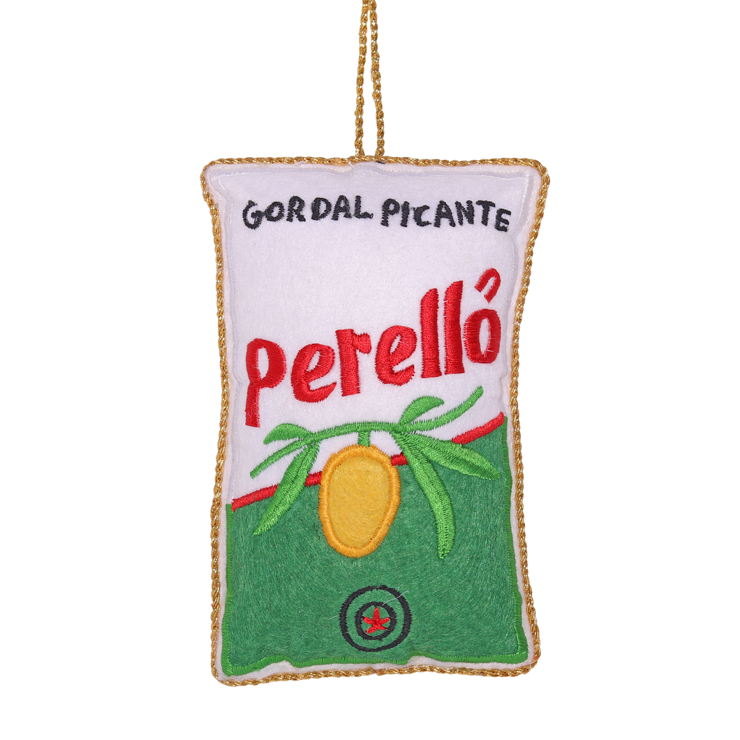 Perelló Olives Embroidered Christmas Decoration, 10cm