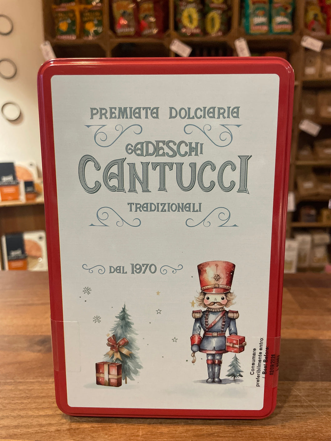 Gadeschi Vintage Red Nutcracker Tin Cantucci Biscuits 200g