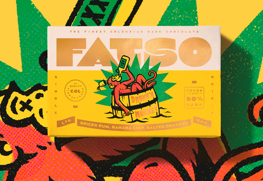 FATSO KING’S DRUNK’N MONKEY 150g - 60% Dark chocolate vegan chunky bar