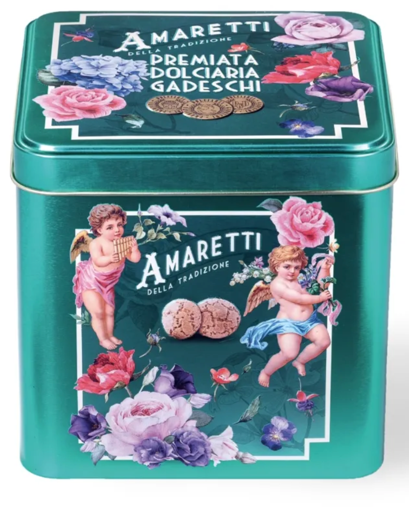 Gadeschi Vintage Green Cherubini Tin Amaretti Biscuits 200g