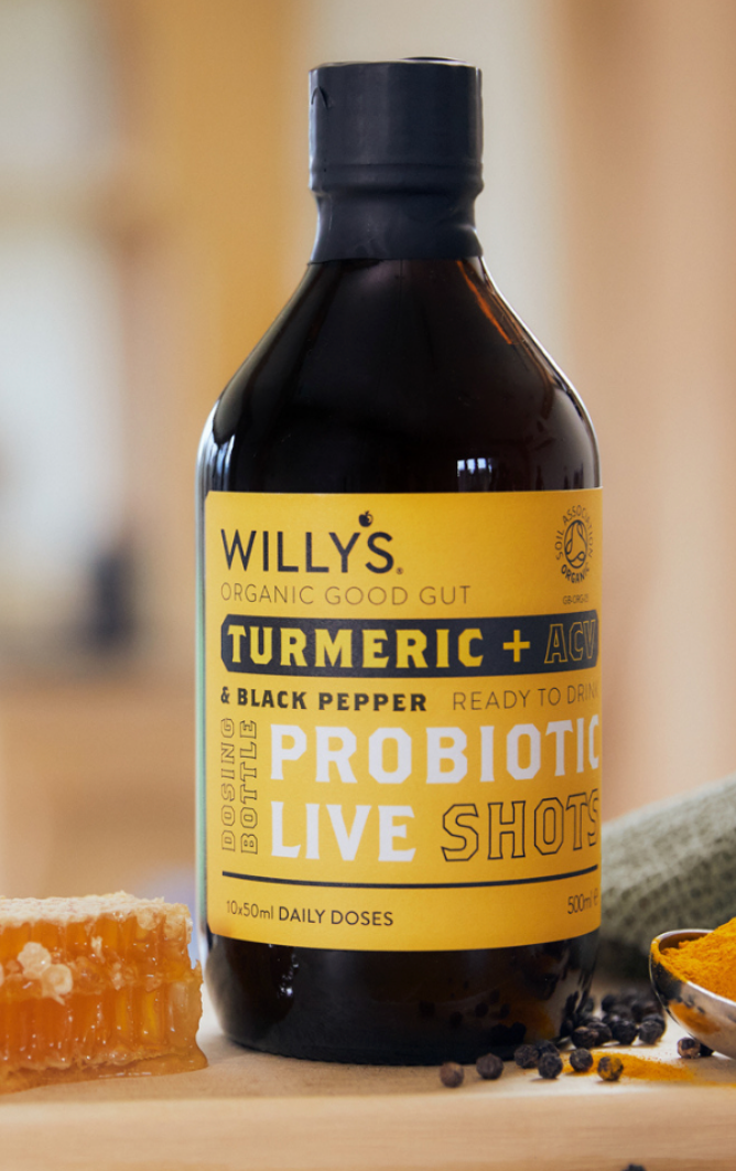 Willy's Turmeric ACV with Honey & Black Pepper Shots 500ml Dosing Bottle