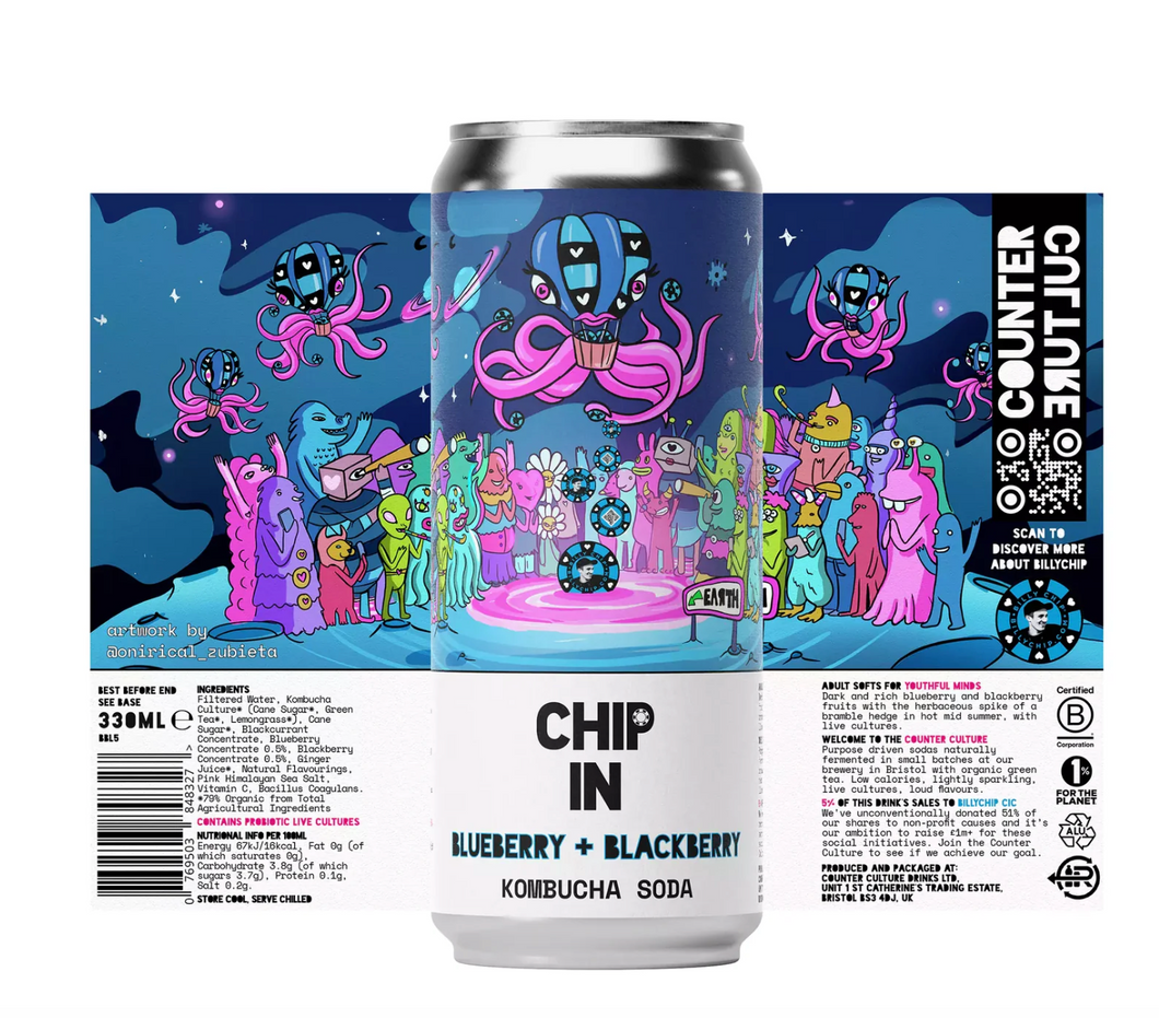 Counter Culture Blueberry + Blackberry Kombucha Soda // Chip In  300ml