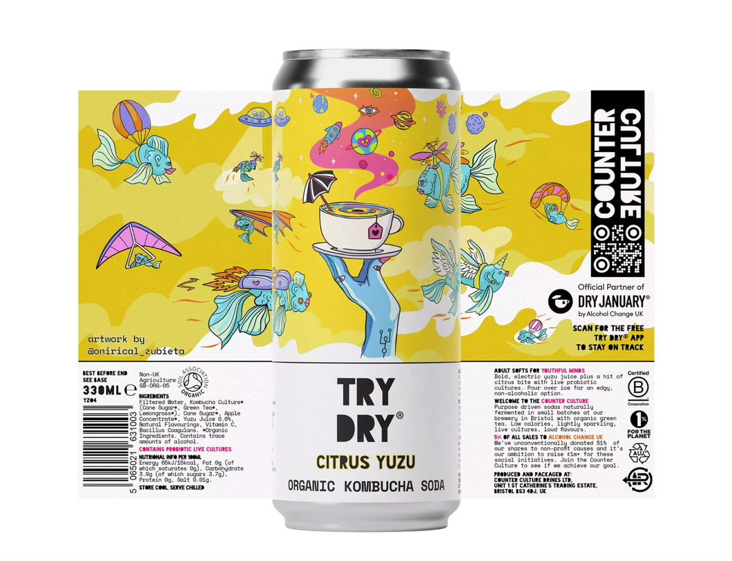 Counter Culture Citrus Yuzu Organic Kombucha Soda // Try Dry®  300ml