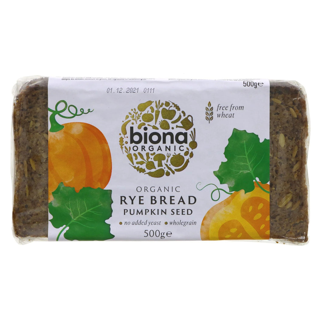 Biona Rye Bread Pumpkin Seeds Organic 500g
