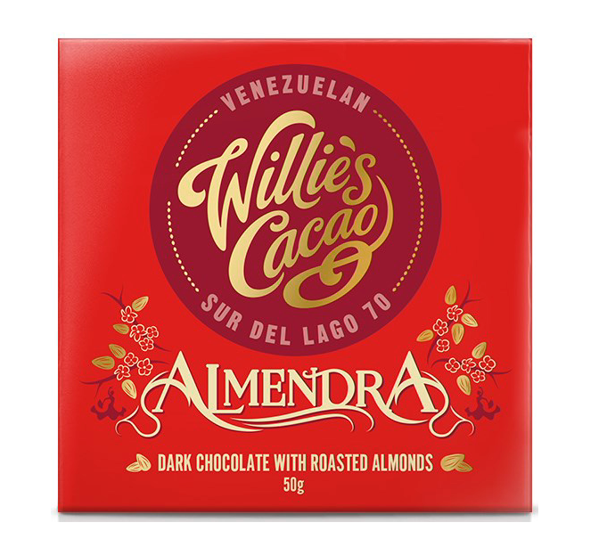 Willie's Cacao - Almendra, Dark Chocolate Sur del Lago with Roasted Almonds 70% Cacao 50g
