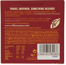 Load image into Gallery viewer, Willie&#39;s Cacao - Hazelnut &amp; Raisin Peruvian 50g 70% Cacao
