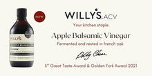Load image into Gallery viewer, Willy&#39;s Apple Balsamic Vinegar 500ml Organic ACV Aged in French Oak
