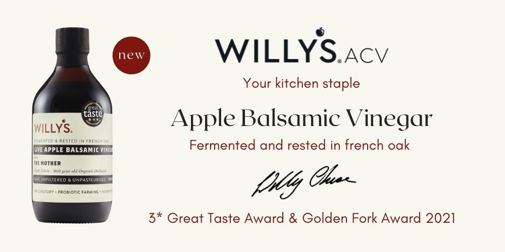 Willy's Apple Balsamic Vinegar 500ml Organic ACV Aged in French Oak