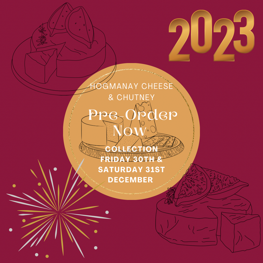 Hogmanay Pre Order Cheese Board £50, 7 Cheeses, Olives, Oatcakes & Chutney