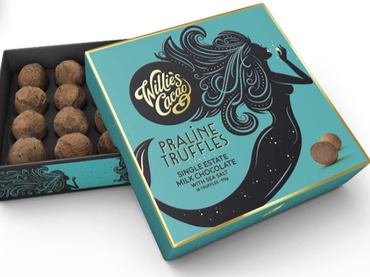 Willie's Cacao - Praline Truffles Milk Chocolate with Sea Salt 16 Chocolates 110g