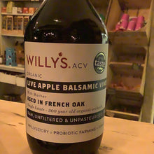 Load image into Gallery viewer, Willy&#39;s Apple Balsamic Vinegar 500ml Organic ACV Aged in French Oak
