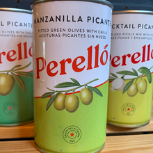 Load image into Gallery viewer, Perello Pitted Manzanilla Green Olives with Chilli 350g net 150g drained
